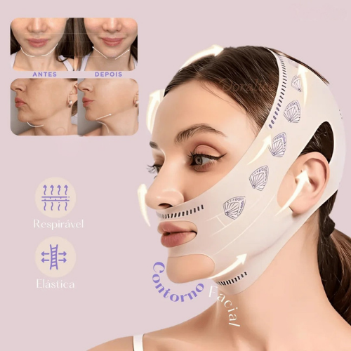 Máscara de Contorno Facial Premium - Suaviza Rugas, Papada e Modela o Rosto