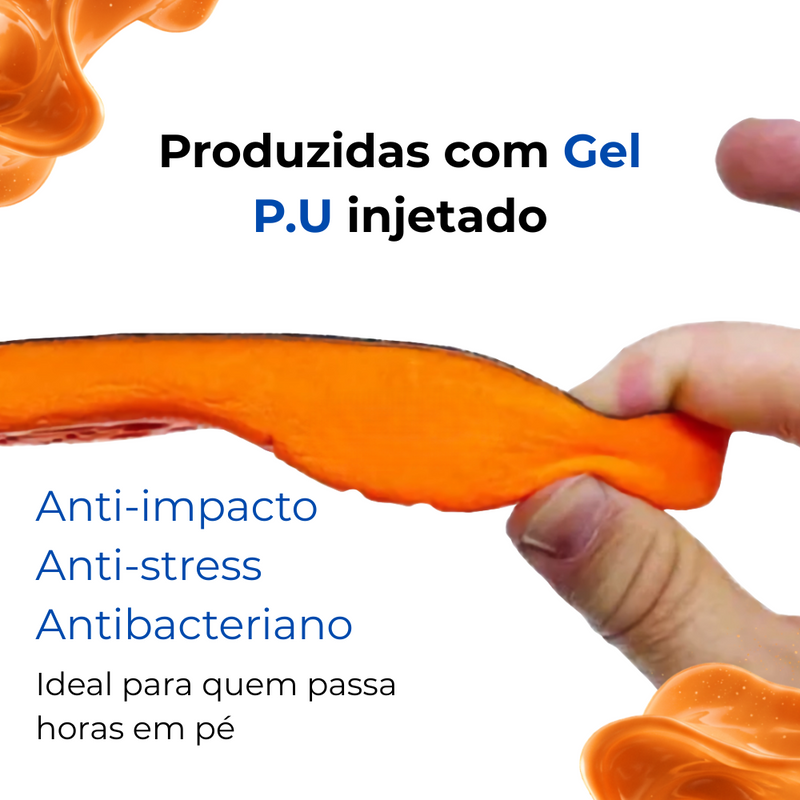 KIT 2 Pares de Palmilha Ortopédica de Gel P.U