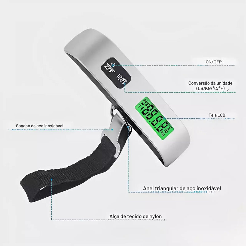 Balança Digital de Mão 50kg para Bagagem com Gancho