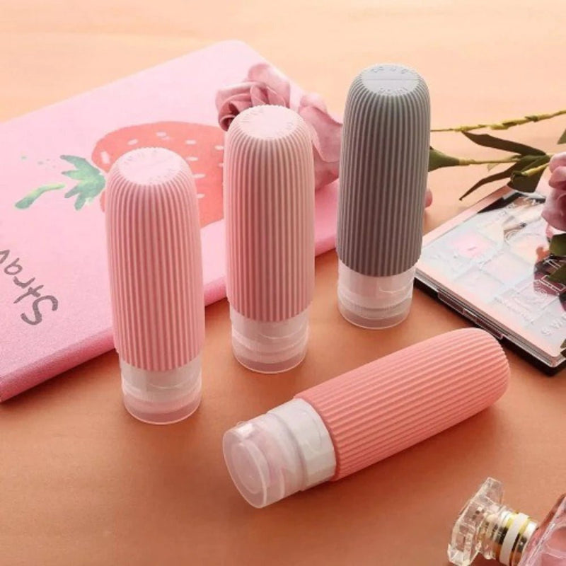 Kit 4 Frascos de Silicone para Viagem – 90ml Antivazamento